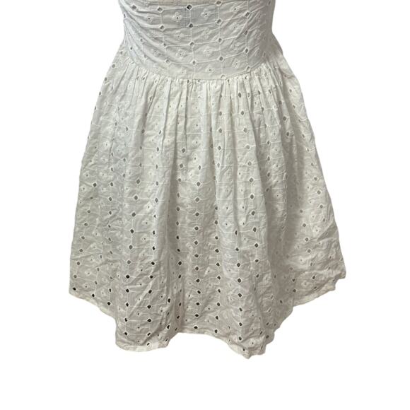 ASOS Mini Dress Asymmetric Neckline One Shoulder Style Eyelet Lace Ivory W 6 NWT - Picture 7 of 11